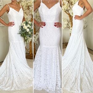 Elegant White Lace Dress wedding gown boho classy gown anniversary vows renewal
